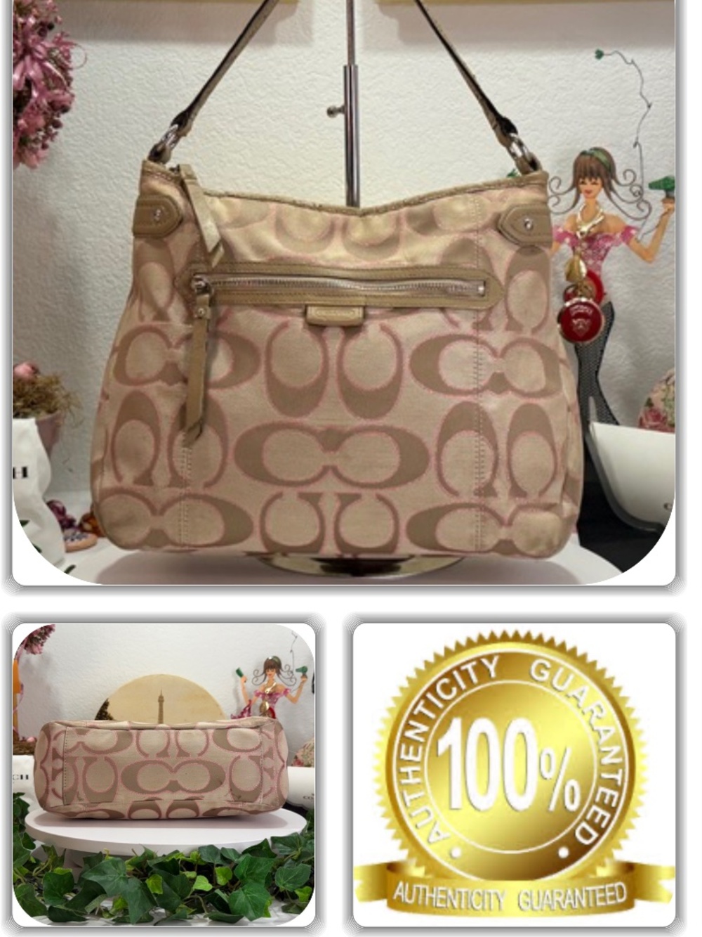 COUTURE COACH LARGE MONO TOTE/SHOULDER HANDBAG!